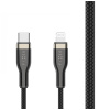 FIXED - Krátký nabíjecí a datový opletený kabel FIXED s konektory USB-C/Lightning a podporou PD, 0.5m, MFI, černý