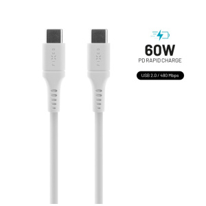 FIXED - Krátký nabíjecí a datový Liquid silicone kabel FIXED s konektory USB-C/USB-C a podporou PD, 0.5m, USB 2.0, 60W, bíly