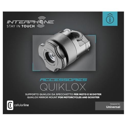Interphone - Rychloupínací držák Interphone Quiklox s úchytem na zrcátko motocyklu, černý